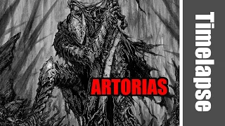 Drawing knight Artorias the Abysswalker ( from the Dark Souls games ) - Timelapse | Red Hawk