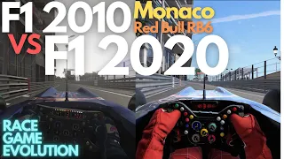 Codemasters F1 2010 vs F1 2020 Head to Head - Red Bull RB6 - Monaco