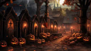 Autumn Haunted Village Halloween Ambience with Relaxing Spooky Sounds, Crunchy Leaves & White Noise