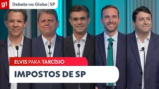 Elvis (PDT) pergunta a Tarcísio (Republicanos) sobre impostos de SP #DebateNaGlobo