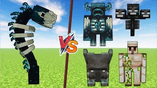 Shriek Worm vs Minecraft bosses - Worm Warden vs Iron Golem, Wither, Ravager, Piglin Brute, Warden