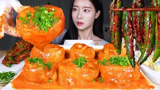 역대급 맛천재 조합,,🧡 매콤 로제 우족찜 & 매운 고추김치 🌶 땡초팍팍 먹방 ASMR MUKBANG | Spicy Rose Beef Feet & Spicy Chili Kimchi