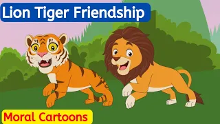 Lion Tiger Friendship | Cartoon Stories for Kids | Kaatoons | Moral stories | Bedtime stories