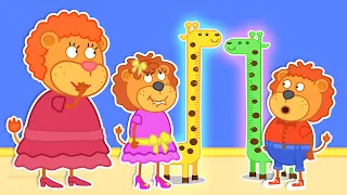 Lion Family 🍒 Growth Measurement | Cartoon for Kids