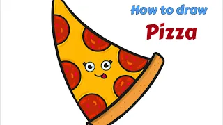 How to draw pizza for kids| Easy Pizza Slice drawing| Cute Pizza step by step |