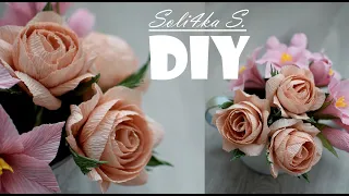 Легкий спосіб зробити троянду з паперу/ роза с гофробумаги/ crepe paper rose/ DIY soli4ka_s