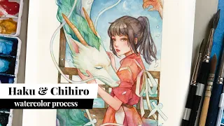 Haku & Chihiro | Watercolor Process