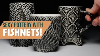 Using Fishnet Stockings for Pottery Design - UNDERGLAZE PAINTING MADE EASY!