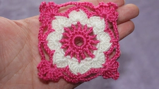 Квадратный мотив  крючком №2. Square Crochet Motif.