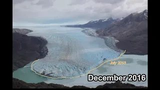 Time lapse O'Higgins glacier ice flow 2016-2019