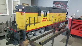 Just finished Backyard Train CO's dual GP-9 U.P 1/8 scale diesels