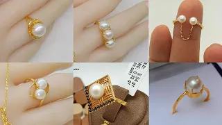 Latest gold pearl  rings designs