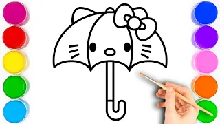 Hello Kitty Umbrella ☔ Drawing for kids and Toddlers | Umbrella drawing for kids and Toddlers