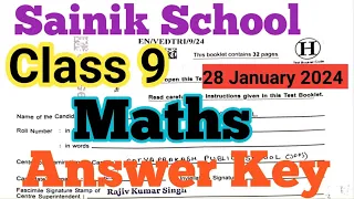 Sainik school class 9 answer key | Class 9 sainik school answer Key 28 Jan 2024