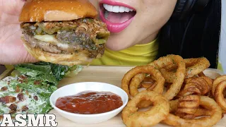 ASMR GOURMET FAST FOOD *CHEESE BURGER + ONION RINGS (EATING SOUNDS) NO TALKING | SAS-ASMR