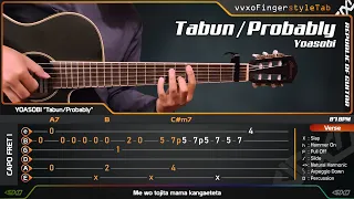 (Easy Listening Song) YOASOBI "Probably" - Tabun - Fingerstyle Guitar Cover | TAB Tutorial