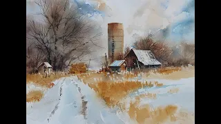 The Silo - painting a watercolor landscape - full demonstration