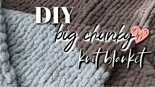 DIY Chunky Knit BLANKET! || How To Hand Knit A BIG Blanket by Hand!