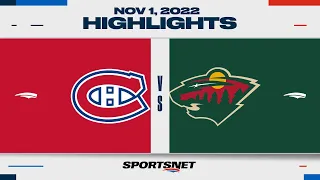 NHL Highlights | Canadiens vs. Wild - Nov. 1, 2022