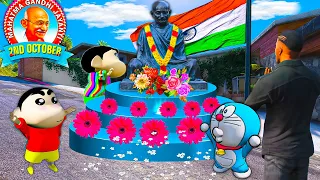 Shinchan & Franklin Celebrating Gandhi Jayanthi with Doraemon In GTA5 ! Gandhiji Birthday In GTA5 !