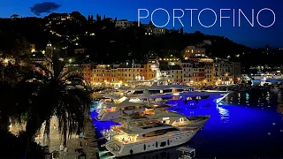 PORTOFINO Night Walking with a camera around Luxury Village. ASMR, Italy