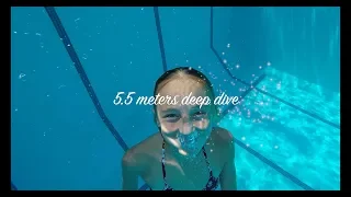 Carla Underwater  swimming in a deep 5.5 meters pool