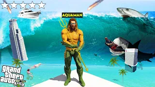 GTA 5: AQUAMAN Bring TSUNAMI and HIS SHARK FRIENDS to DESTROY LOS SANTOS in GTA 5!