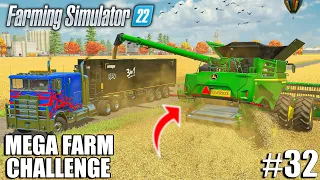 MEGA FARM OATS HARVEST WITH OVERSIZED JOHN DEERE! | MEGA FARM Challenge | Farming Simulator 22