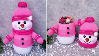 😍It Was Very Cute/👌How to Make a Snowman from a Glass Jar/🔊With a Surprise