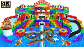 DIY Miniature House | Amazing Rainbow Castle With Water Slide, Ferris Wheel From Magnetic Balls