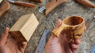 Zeytin ağacı kuksa yapımı / Making kuksa cup from olive wood