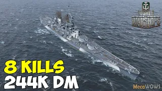 World of WarShips | Georgia | 8 KILLS | 244K Damage - Replay Gameplay 4K 60 fps