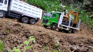 GARDAN JEBOL DITANJAKAN VIRAL Rc Dump Tronton LD Nissan Muatan Tomat Rc Truk Hino 500 Kasi Bantuan