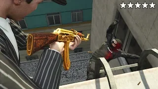 GTA 5 - MAFIA Michael and His Personal Security  VS Five Star Cop Battle! (Epic Roof Shootout)