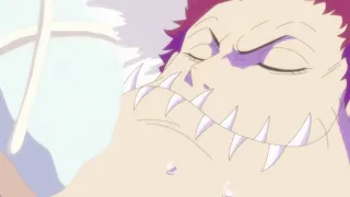 Katakuri eating doughnuts and revealing his secret (ONE PIECE)