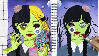 【🐾paper diy🐾】 Paper Diy Makeup| Wednesday Zombie Makeup VS Enid Zombie Makeup #3 | Super Diy Paper