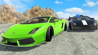 Downhill Lamborghini Police Chase in BeamNG Multiplayer!