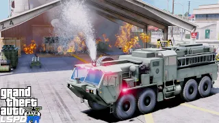 GTA 5 Firefighter Mod M1142 Tactical Firefighting Truck Fighting Fires At Fort Zancudo Military Base