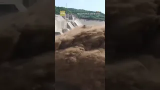 Xiaolangdi Reservoir on Yellow River discharges water