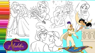 Coloring Disney Aladdin & Princess Jasmine Coloring Pages - Coloring Book