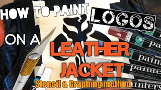 How to PAINT LOGOS on a LEATHER JACKET (stencils + graphing method) part two leather jacket project