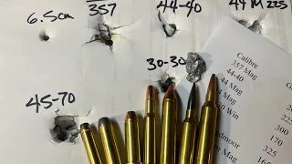 357 mag vs 44-40 vs 44 mag vs 30-30 vs 45-70 vs 6.5 creedmoor vs 7mm Rem Mag - Deep Penetration Test