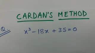 CARDAN'S METHOD - Q.4