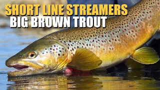 Short Line Streamer Fly Fishing  - Brown Trout Fly Fishing - How To Break Down A Large River Pocket