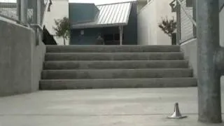 ollie up a 5 stair to kickflip down a 5 stair