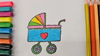 How to#Draw a#cute stroller step by step😊🎨🌈#drawing for kids|My#Easy Drawings