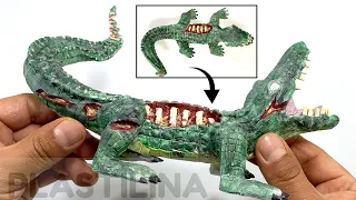 Como hacer un COCODRILO ZOMBI de Plastilina paso a paso - Mi mundo de Plastilina