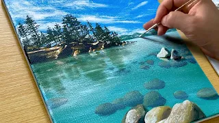 Do You Know How to Draw a Lake View Easily? / Acrylic Painting