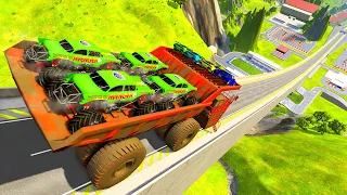 HT Gameplay # 23 | Big Trucks & Cars vs Epic High Speed Jumps & Deep Water Speed Bumps