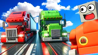 Lego Semi Truck Race on a Mountain Ends in DISASTER in Brick Rigs Multiplayer!